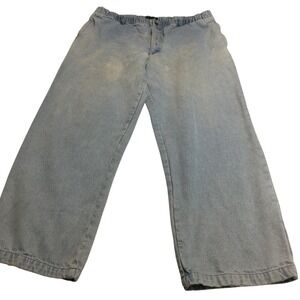 Scandia Woods Womens Light Wash Denim Flannel Lined Wide Leg Pants Size 40XL